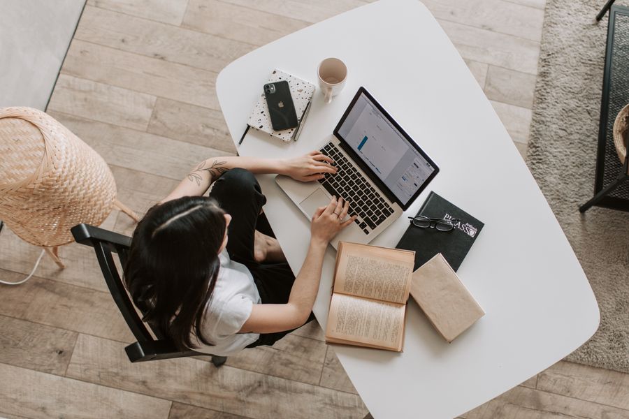 Self-employed worker on a laptop